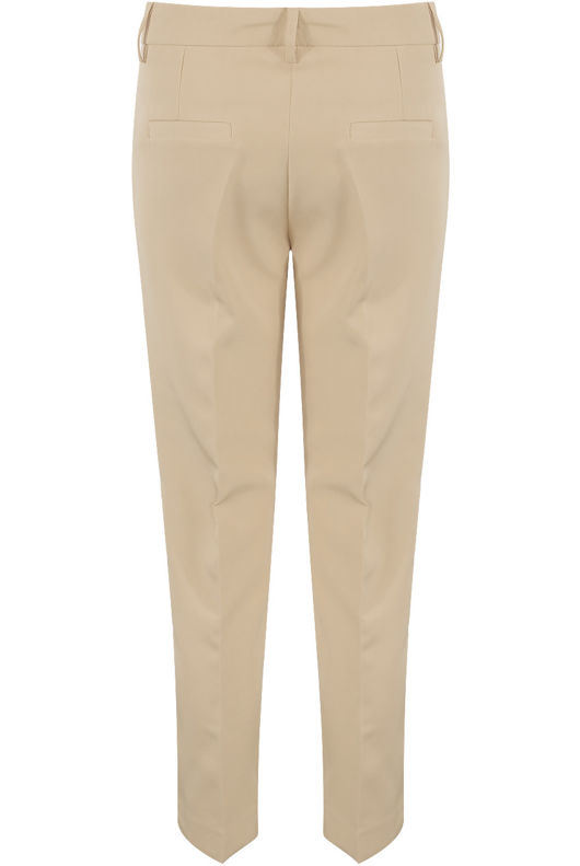 Beige Tailored Ankle Slit Trousers