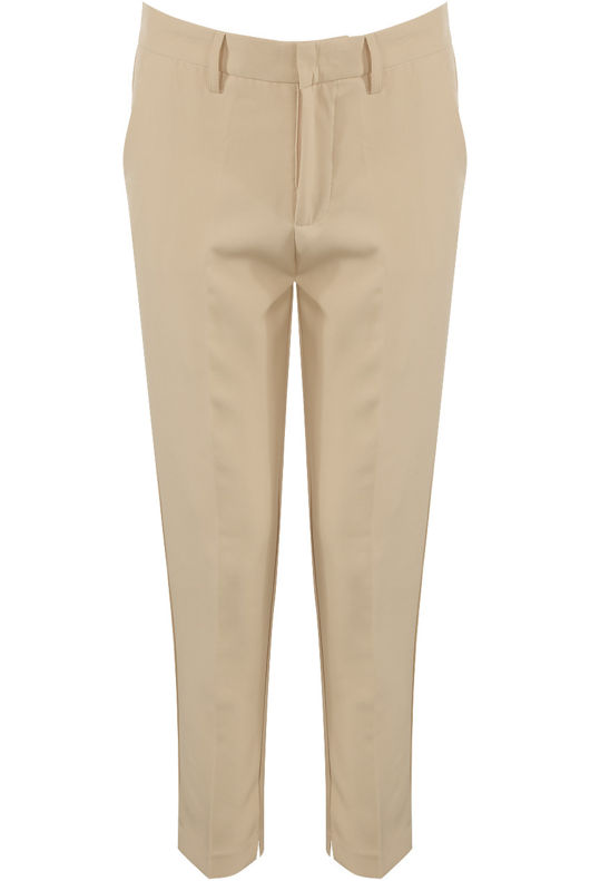 Beige Tailored Ankle Slit Trousers