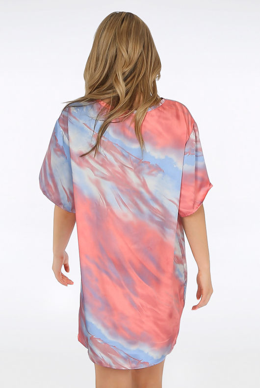 Rose Tie Dye Oversize T-Shirt Dress