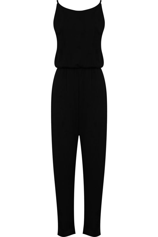 Black Slit Leg Elasticated Jumpsuit