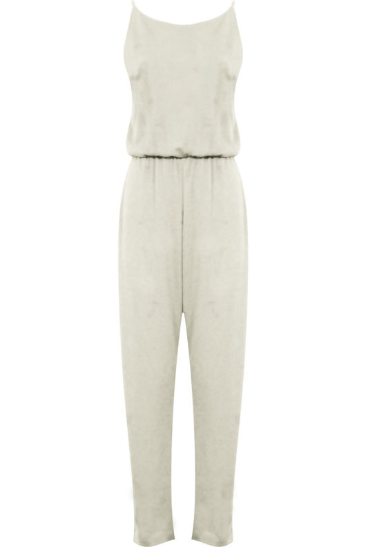 Cream Slit Leg Elasticated Jumpsuit