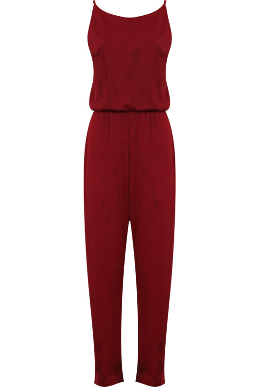 Burgundy Slit Leg Elasticated Jumpsuit