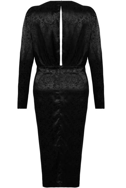 Black Embroidery Floral Print Wrap Dress