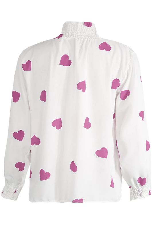 Long Sleeve Heart Print Blouse