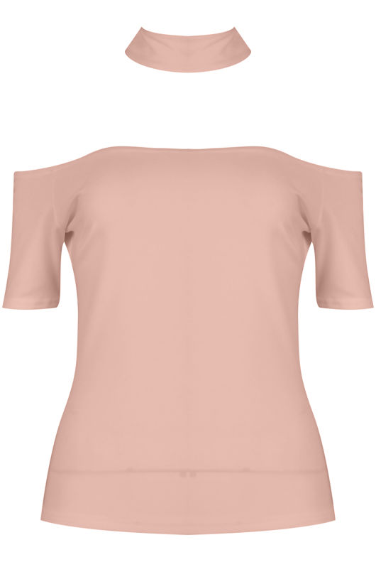 Choker Neck Cut Out Top in Rose 