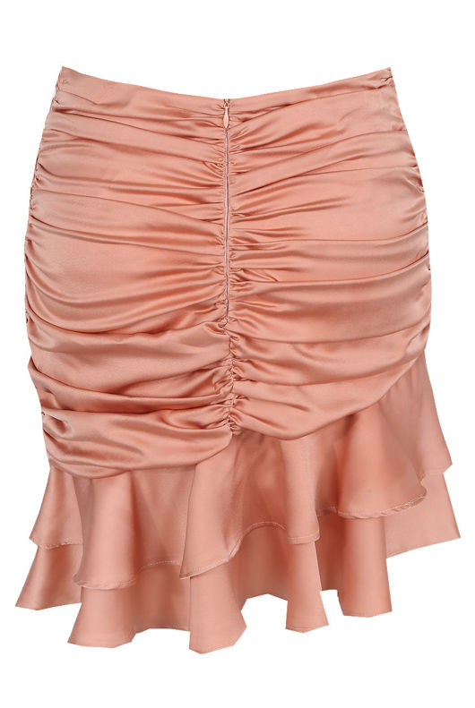 Rose Ruched Gathered Tier Mini Skirt
