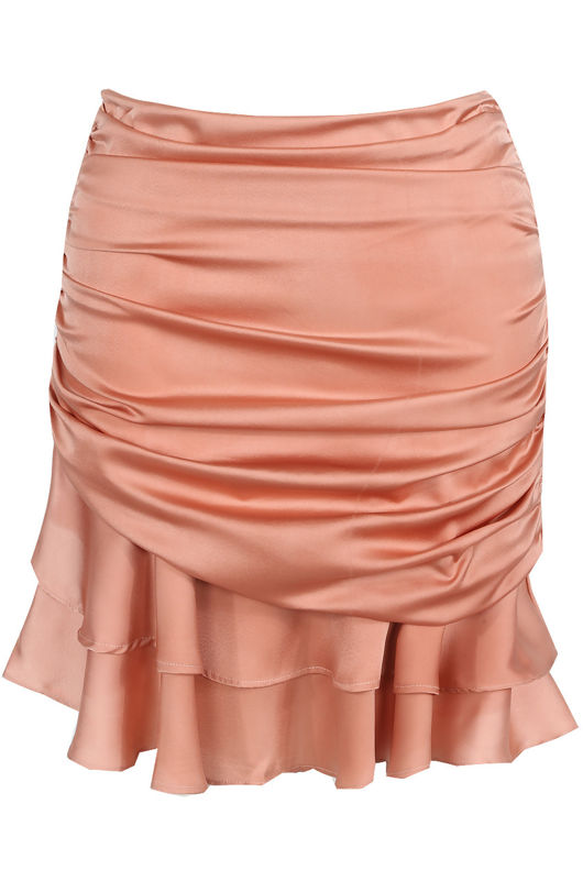 Rose Ruched Gathered Tier Mini Skirt