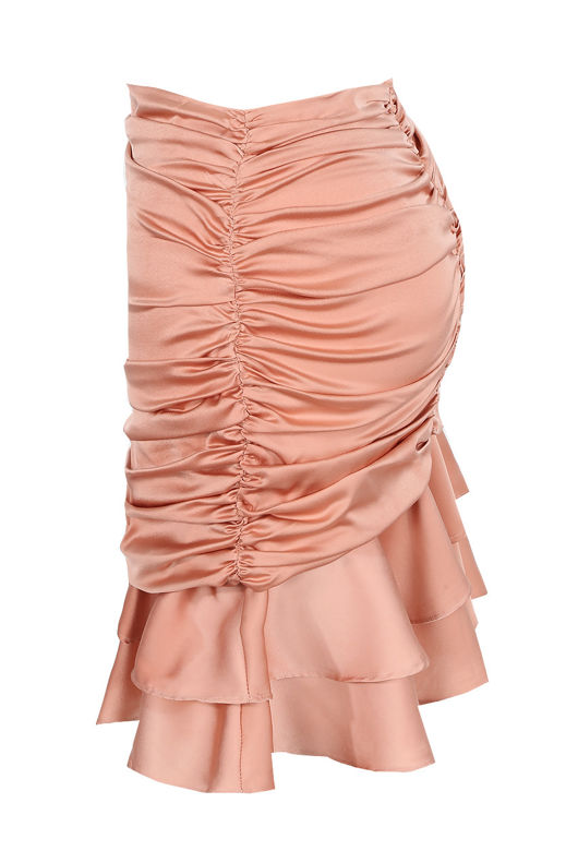 Rose Ruched Gathered Tier Mini Skirt