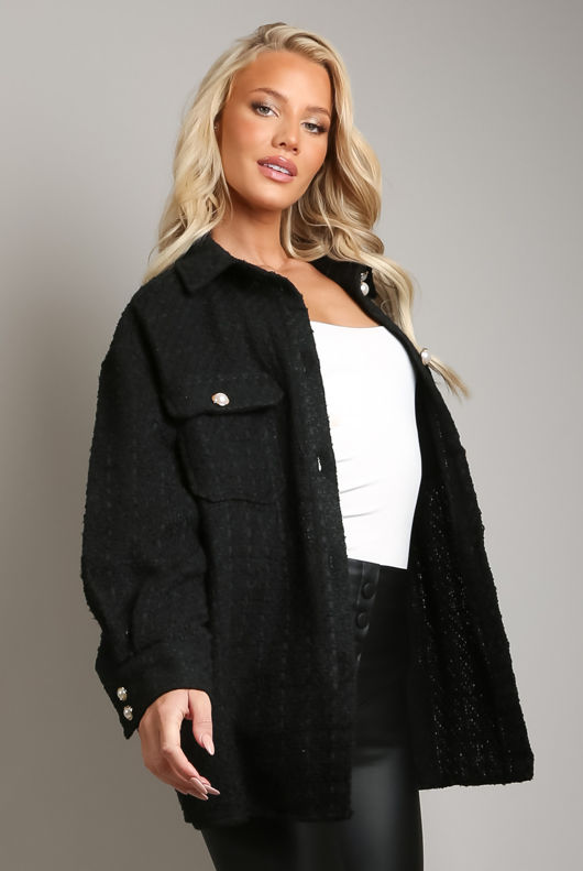 Black Tweed Pearl Button Shackets