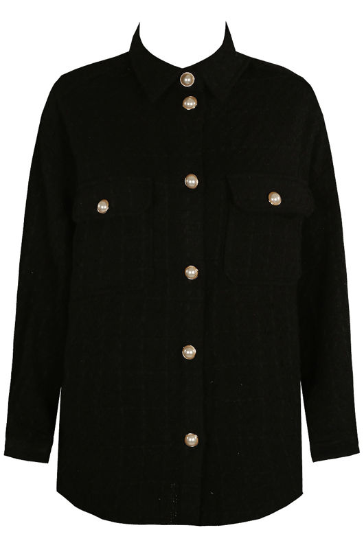 Black Tweed Pearl Button Shackets