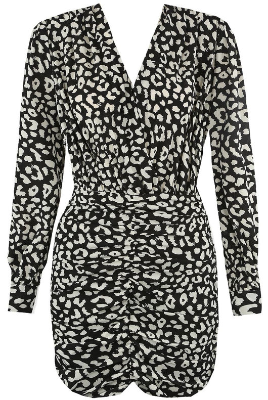 Animal Print Ruched Mini Dress