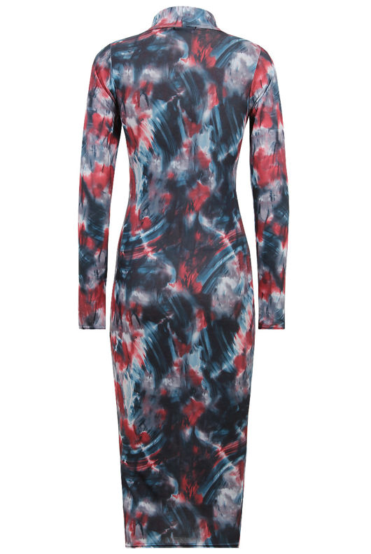 Multicolour Swirl Print Long Sleeve Midi Dress