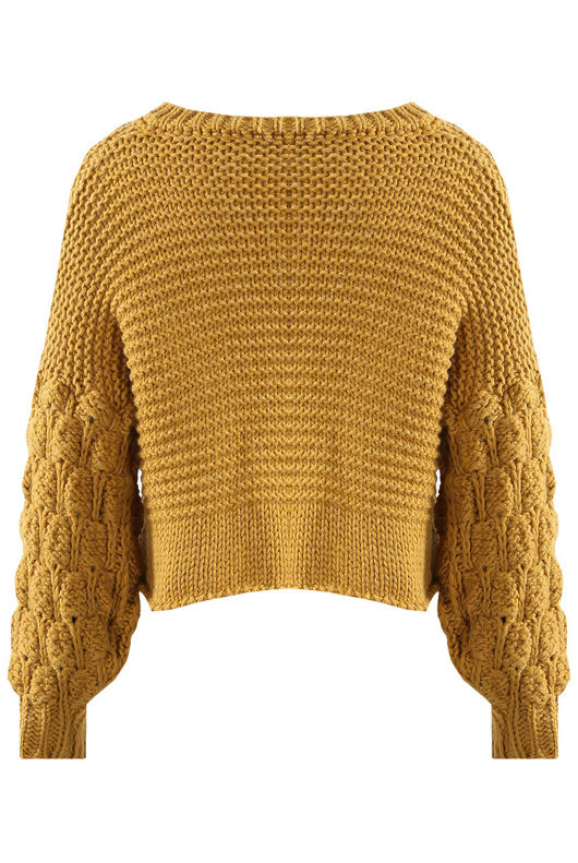 Mustard Chunky Cable Knit Cropped Jumper