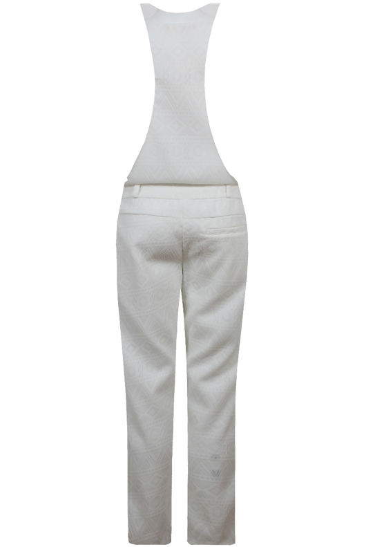 Cream Hook Up Side Zip Detail Muscle Back Dungaree