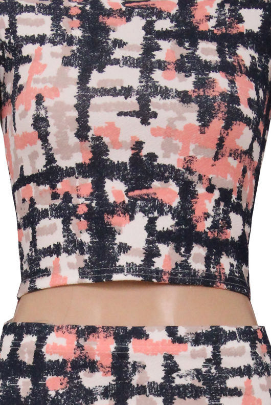 Multicolour Splash Print Tops & Skirt Set