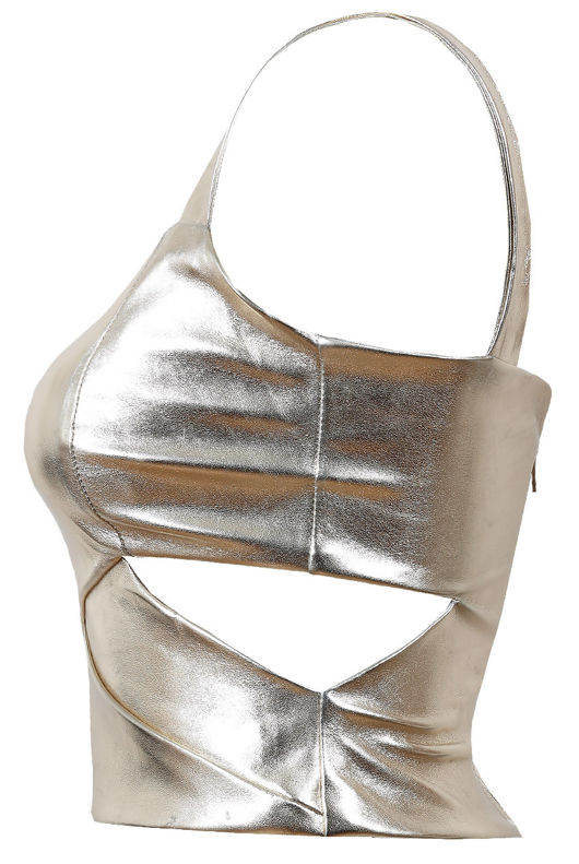 Gold Metallic Cut Out Crop Top