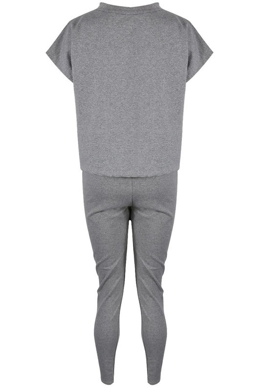 Grey Short Sleeves Round Neck Loungewear Set