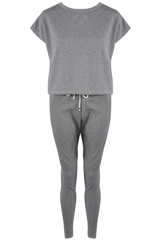 Grey Short Sleeves Round Neck Loungewear Set