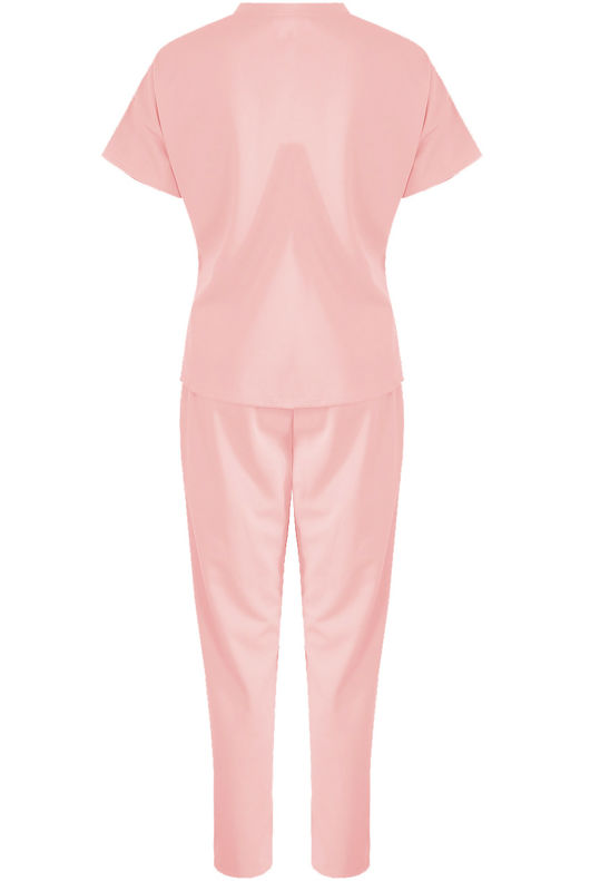 Pink Short Sleeves Round Neck Loungewear Set