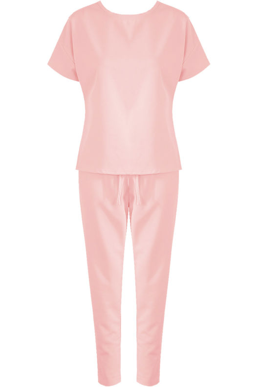 Pink Short Sleeves Round Neck Loungewear Set