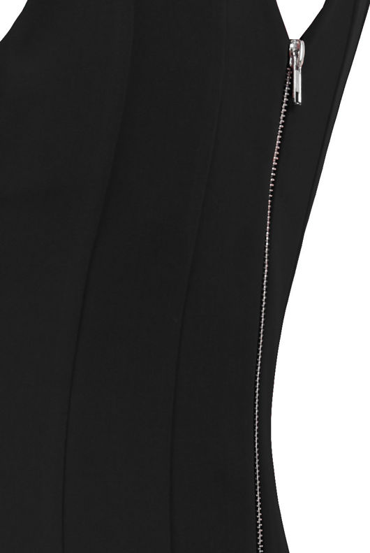 Black Pleated Back Zip Up Fit and Flare Dress