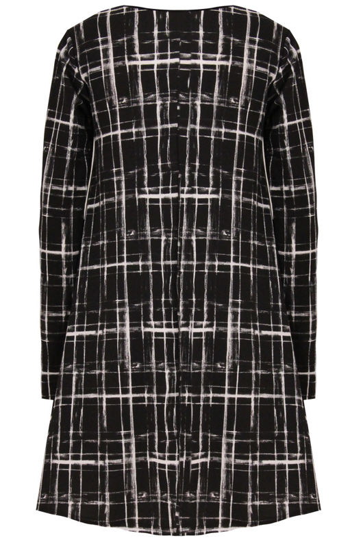 Black & Cream Tartan Print Swing Dress