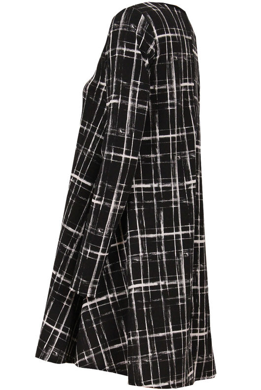 Black & Cream Tartan Print Swing Dress