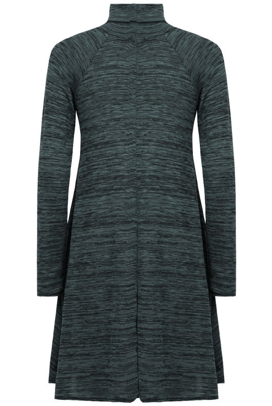 Coloured Knitted Polo Neck Front Cut Out Swing Dress