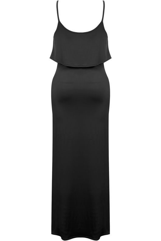  Black Block Coloured Layered Maxi Dress-Copy