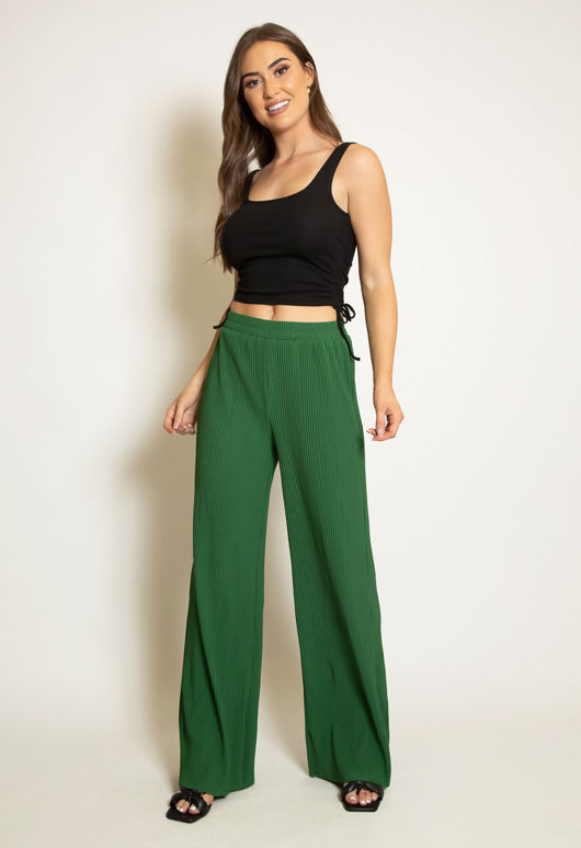 Green  Pleated Wide Leg Trouser-Copy