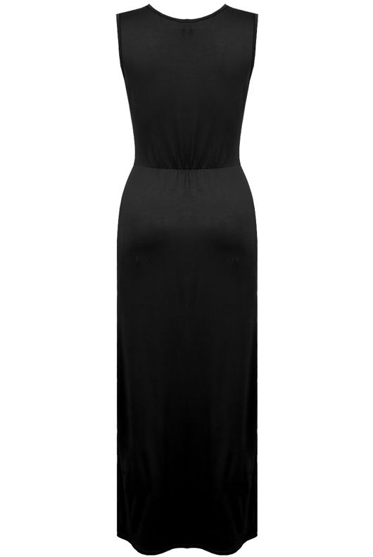 Black Elasticated Waist Maxi Dress