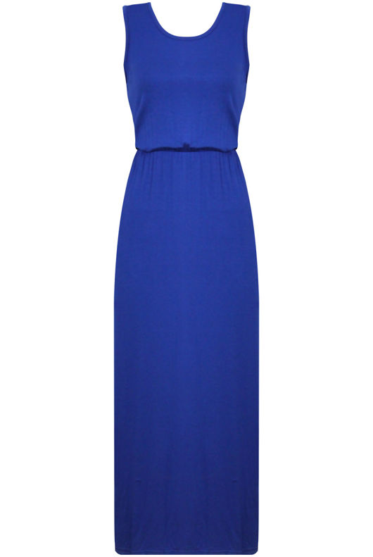 Royal Blue Elasticated Waist Maxi Dress