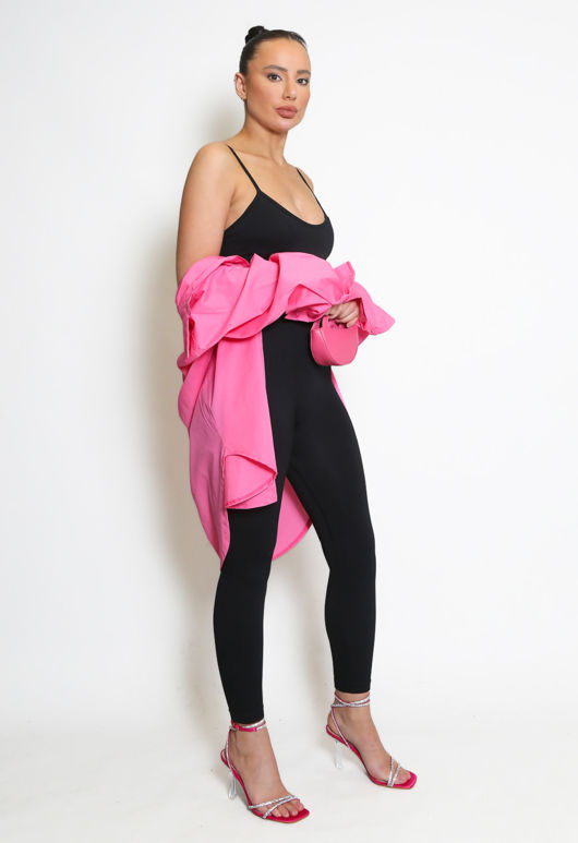 Black Ribbed Jersey Unitard
