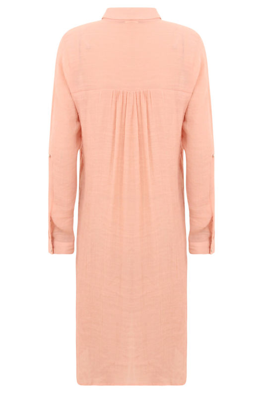 Pink Casual Rolled Up Sleeve Shirt 