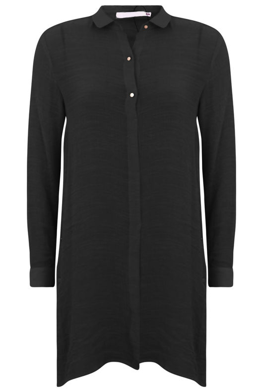Black Casual Rolled Up Sleeve Shirt 