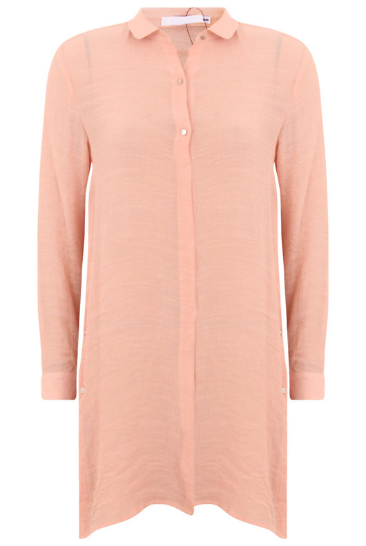 Pink Casual Rolled Up Sleeve Shirt 