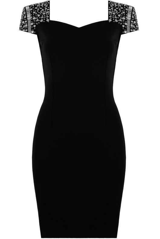 Black Diamante Shoulder Detail Bodycon Dress 