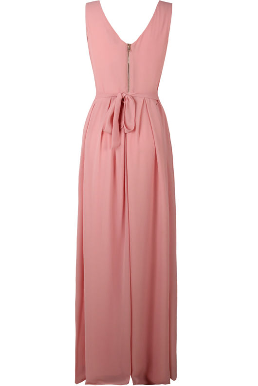 Pink Stone Textured Back Tie Up Maxi Dress