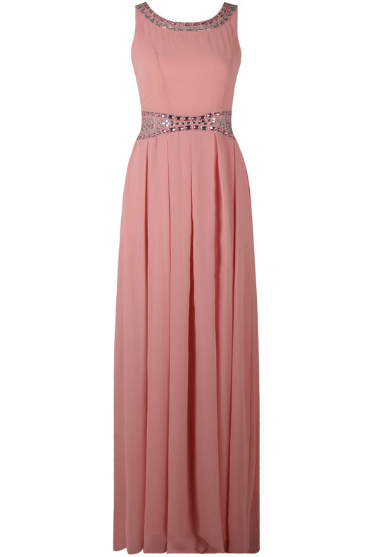 Pink Stone Textured Back Tie Up Maxi Dress