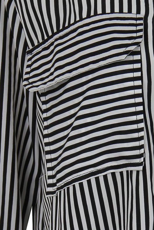 Monochrome Stripe Print Shirt Tops