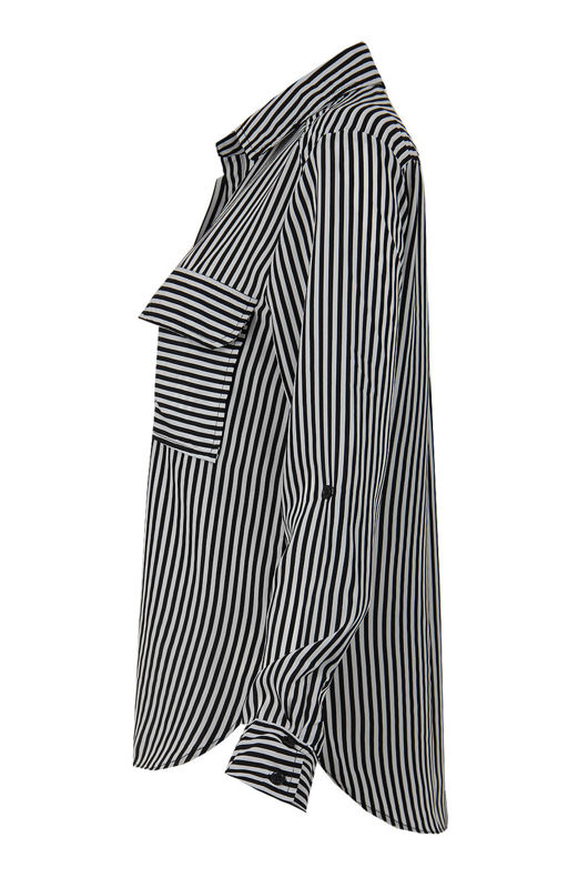 Monochrome Stripe Print Shirt Tops