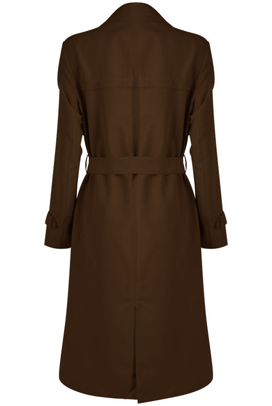 Camel Double Breast Crossover Belted Overcoat