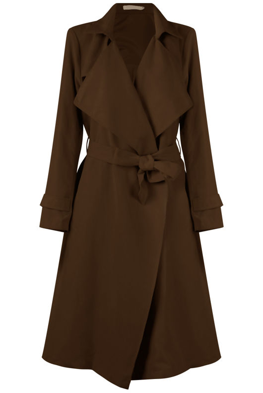 Camel Double Breast Crossover Belted Overcoat