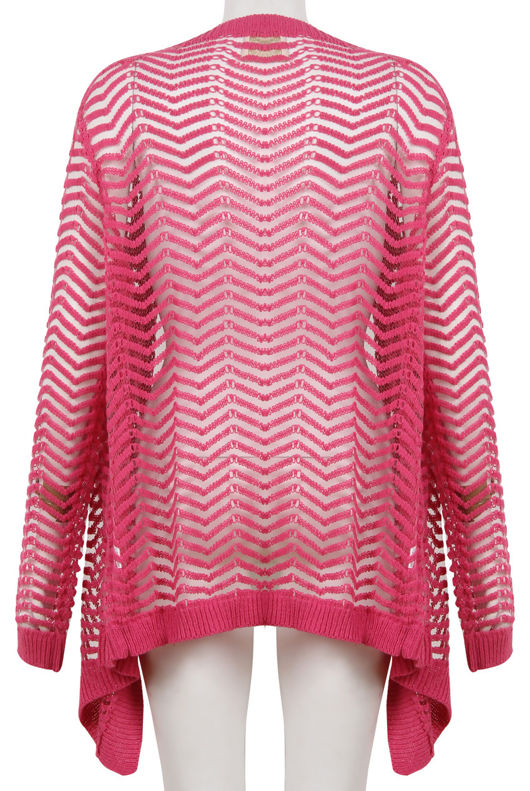 Fuchsia Knitted Net Pattern Pullover
