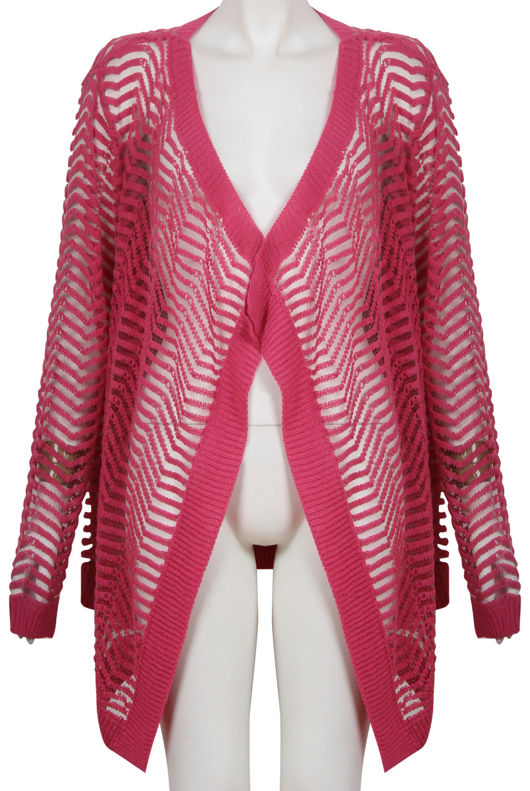 Fuchsia Knitted Net Pattern Pullover