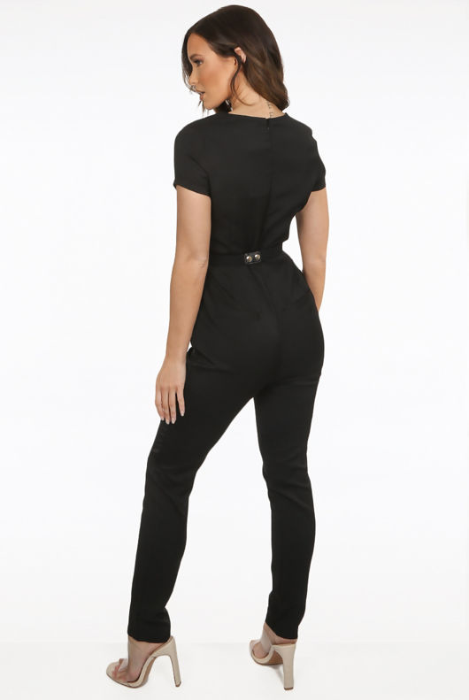 Black Belted Crepe Jumpsuit