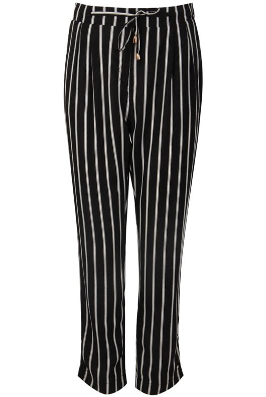 Black Stripe Waist Tie Trousers