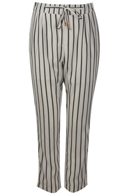 White Stripe Waist Tie Trousers