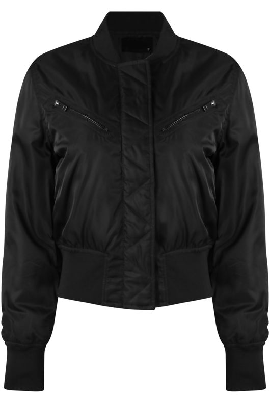 Navy Zipped Pocket Cropped Bomber Jacket 