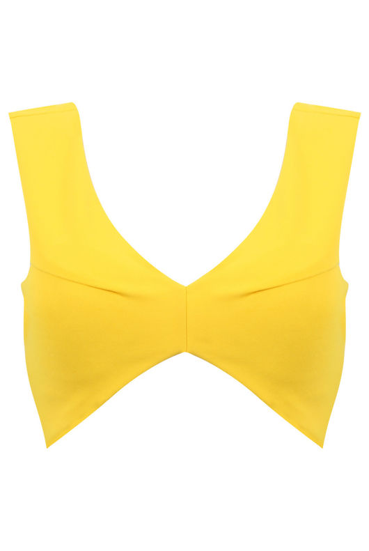Yellow Zip Fastening Sleeveless Crop Top